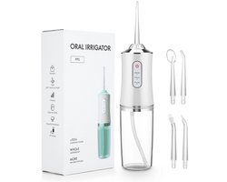 Draadloze Waterflosser | Monddouche | Inclusief 4 Opzetstukjes | Flosapparaat - Waterdicht - 1200 mAh Batterij - Water Flosser - 3 Modus - Oplaadbaar via USB - kleur: Wit