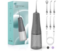 Draadloze Waterflosser – Oplaadbare Monddouche voor Tanden en Tandvlees met 6 Straaltips, IPX7 Waterdicht, 6 Modi, Ideaal voor Reizen en Thuisgebruik - GRIJS