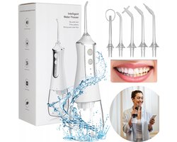 Draagbare Elektrische Waterflosser Wit - 300ml Oplaadbare Tandenreiniger met 3 Standen & IPX6 Waterdicht | Monddouche voor Thuis en Op Reis