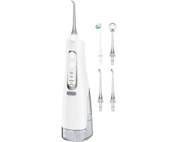 Draagbare waterflosser, oplaadbare draadloze tandflosser met 4 modi 310 ml capaciteit IPX7 waterdicht 60 dagen batterijduur geschikt voor thuis en op reis (wit)
