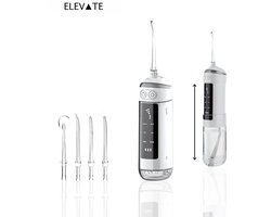 ELEVATE Draadloze Waterflosser – Oplaadbaar met USB-C – 6 Standen – IPX7 Waterdicht – 180ml – Tot 50 Dagen Batterij – Inclusief 4 Opzetstukken – Voor Gezond Tandvlees en Wittere Tanden