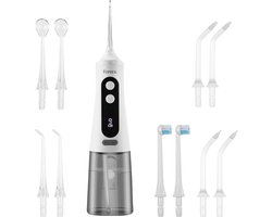 Ferera Waterflosser - 10 Opzetstukken - 9 Standen - Tongschraper - Tandplak Verwijderaar - 350 ml – Draadloos - Waterproof & Antislip - Met Opbergtas & Oplaadkabel