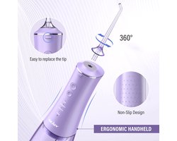 FIBILA Draagbare Waterflosser - Monddouche - Waterflosser Draadloos - Tandheelkundige Monddouche - Oplaadbare Waterstraal - 4 Reinigingsmodi - IPX7 Waterdicht - 350ml Watertank - Paars