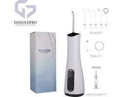 GoGoldPro - Waterflosser – Tandsteen verwijderaar – Mondspoeling, Monddouche – LED – Flosapparaten - Mondhygiëne & Tandverzorging - Wit