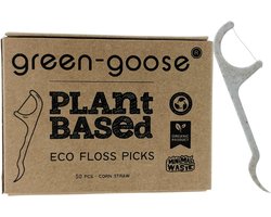 green-goose® Bio-Based Flossers - 50 Stuks - Gemaakt van Plantaardig Materiaal - Bioplastic Flosdraad voor Kinderen - Plantbased, Duurzaam, Ecologisch, Biologisch Afbreekbaar
