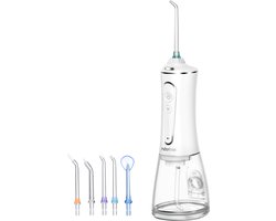 H2ofloss® - Waterflosser Draadloos Oplaadbaar - Monddouche - Elektrische Water Flosser - Flosapparaat – 5 opzetstukken - 240 ml – 5 standen - Wit