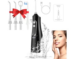 HAUSS SPOLE Monddouche - Elektrische Waterflosser - Draadloos en Oplaadbaar - Voor Reizen en Dagelijks Gebruik - 4 Modi - 310ML - ABS - Zwart