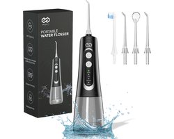 Infinity Goods Waterflosser - Monddouche - Elektrisch Flosapparaat - Draadloos En Oplaadbaar - 5 Opzetstukken - Zwart