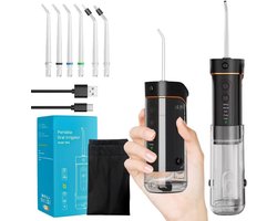 Irrigator Dental - Intrekbare Waterflosser - Draadloze Monddouche Voor - Tand- En Mondgezondheid - 5 Drukniveaus Voor Kinderen En Volwassenen - 6 Waterdichte Opzetstukken - Geluidsarm - Oplaadbaar - Flosser