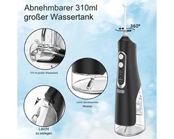 Krachtige waterflosser, elektrische tandenreiniger, 4 standen met 4 sproeikoppen, snoerloos ontwerp, IPX7-waterdicht, capaciteit van 310 ml.