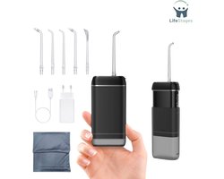 LifeStages - Waterflosser - Draagbare Orale Irrigator Test - Orale Irrigator Reizen - Draadloze Mobiele Water Flosser onderweg - Kleine Elektrische Orale Dousse Tanden Douche - 3 Modi en 5 Sproeiers - Irrigator Tanden - Zwart