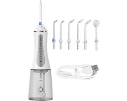 longziming -Draagbare elektrische mondspoeler – waterflosser voor tandenreiniging, tandsteenverwijdering en mondhygiëne – compact en draadloos, ideaal voor thuis, onderweg en reizen – wit