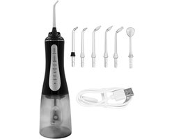 longziming -Draagbare zwarte elektrische mondspoeler – krachtige waterflosser voor tandsteen, plaque en dagelijkse mondverzorging – draadloos, compact en eenvoudig mee te nemen – zwart