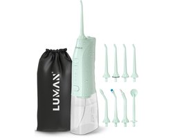 LUMAN Waterflosser - Monddouche - Neusdouche - Flosapparaten - Tandsteen Verwijderaar - 8 Opzetstukken - Draadloos en Oplaadbaar - Groen