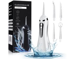 Luvonic® CleanWave Waterflosser - Monddouche - Elektrisch Flosapparaat - Draadloos en Oplaadbaar - Waterdicht - 5 Opzetstukken - 3 Standen - Wit