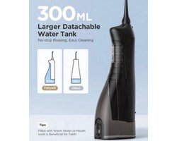 Luxe Mond Douche Water Flosser Orale Irrigator Oplaadbare Draagbare Dentale 3 Modus Watertank Voor Tanden Verzorging Hygiëne 300Ml Waterdichte Tanden Reiniger