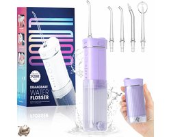 Mini Monddouche Set Draadloos Elektrisch Tandenreiniger 5 Vervangbare Opzetstukken 4 Modi Waterflosser 230 ml Intrekbare Watertank IPX7 Waterdicht - Reizen & Thuis