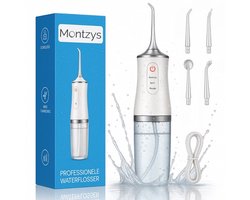 Montzys® Waterflosser met 4 Opzetstukjes - Elektrische Tandenflosser - Monddouche - Mondverzorging - Flosapparaten - Tongreiniger