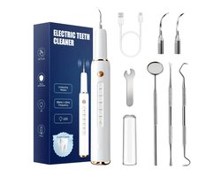 Multifunctionele Elektrische Tandenreiniger met 5 Reinigingsstanden – Flosapparaten - Monddouche , LED Licht, USB Oplaadbaar, Inclusief 3 Metalen Opzetstukken & 2 Vervangbare Borstelkoppen