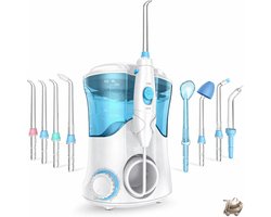 Orale Irrigator Set met 10 Drukniveaus Waterflosser Elektrisch 8 Opzetstukken (Beugel/Tong/Neus) - 5x Sterker dan Tandenborstel 600ml Mondspoeling Reservoir Tandverzorging & Mondhygiëne