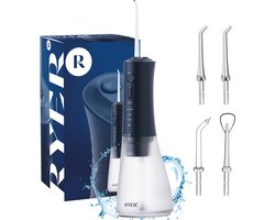 RYER Waterflosser - Draadloos - IPX7 - 320 ml Tank - 3 Standen (Normaal/Zacht/Pulse) - 4 360° Opzetstukken - 2-min Timer & Geheugenfuncties