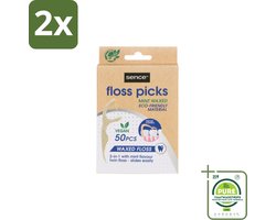 Sence – Flosser – Fresh 2-in-1 Bamboo – 50 Flossers - Voordeelverpakking - 2 stuks - Mondverzorging - Flosser