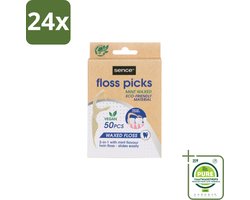 Sence – Flosser – Fresh 2-in-1 Bamboo – 50 Flossers - Voordeelverpakking - 24 stuks - Mondverzorging - Flosser