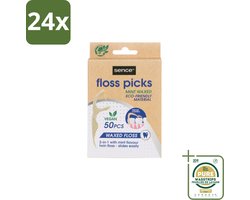Sence – Flosser – Fresh 2-in-1 Bamboo – 50 Flossers - Voordeelverpakking - 24 stuks - Tandenstoker - Tandplak