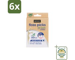 Sence – Flosser – Fresh 2-in-1 Bamboo – 50 Flossers - Voordeelverpakking - 6 stuks - Tandenstoker - Tandplak