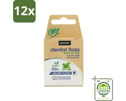 Sence - Fresh Mint - Flosdraad - Verfrissend - 50 meter - Voordeelverpakking - 12 stuks - Tandenfloss - Mondhygiëne