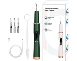 Ultrasoon tandplakverwijderaar en 4 reinigingskoppen (groen)