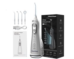 Visioware® Waterflosser – Monddouche – Elektrisch Flosapparaat – 5 Standen – 5 Opzetstukken – Draadloos & Oplaadbaar – Wit