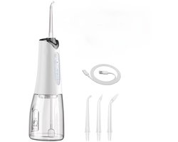 Waterflosser Draadloos - Monddouche - Elektrisch Flosapparaten - 300ML - 5 Drukniveaus - 4 Opzetstukjes - IPX7 - Oplaadbaar - Tandheelkundige Mondverzorging - Wit
