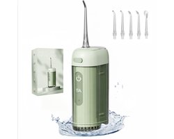 Waterflosser Draadloos – Monddouche met 5 Opzetstukken – 4 Reinigingsstanden – IPX7 Waterdicht – USB-C Oplaadbaar - Groen