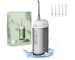 Waterflosser Draadloos – Monddouche met 5 Opzetstukken – 4 Reinigingsstanden – IPX7 Waterdicht – USB-C Oplaadbaar - Wit