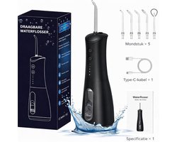 Waterflosser – Monddouche Draadloos – 4 Standen – 5 Opzetstukken – IPX7 Waterdicht – Oplaadbaar – Voor Gezond Tandvlees & Wittere Tanden