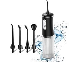 Waterflosser - Monddouche - Water Flosser - Draadloos en Oplaadbaar - Opzetstukjes - 3 Standen - Krachtig - Zwart