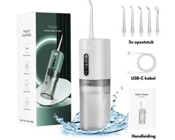 Waterflosser - Waterpik - Neusdouche - Monddouche - Tongschraper - Tongreiniger - Flosapparaat - 5 opzetstukken - 3 standen - Tandplak verwijderaar - Tongreiniger - Beugel schoonmaken - Tandplak verwijderen - Tandsteenverwijderaar (WIT)