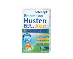 Bronchosan Hoest Zuigtabletten Tetesept 20 stuks – Kruidige Keelpastilles met Honing & Eucalyptus – Verlicht Acute Hoest & Keelpijn – Gluten- & Lactosevrij