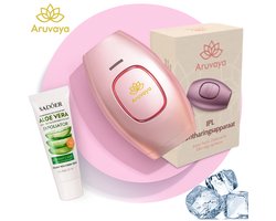 Aruvaya Luxe IPL Laser Ontharingsapparaat - Ontharingsapparaat - 999.999 Flitsen - 5 Standen - IPL Ontharing Apparaat - Pijnloos - Voor Permanente Ontharing - Epileerapparaat - Dames & Heren - Inclusief Beschermbril, Scheermes en Aloë Vera