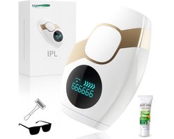 BronStore® LED Laser Ontharingsapparaat - IPL Ontharing Apparaat - Epileerapparaat Dames & Heren - Ontharingsapparaten - Inclusief Beschermbril, Scheermes & Aloë Vera Lotion