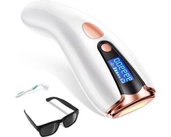 IPL Ontharingsapparaat – 9 Energieniveaus (tot 21J) – 600–1200 nm – Auto & Handmatig – Inclusief Bril, Scheermes & Netkabel – Voor Vrouwen