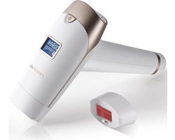 Laser ontharing apparaat - lPL laser - Professioneel - Huidverjonging - 400.000 flitsen - 8-21J-energie - 5 intensiteit levels - Geschikt voor oksel, bikinilijn, lichaam en gezicht - Wit -