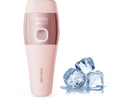 Laser Ontharing met IJskoelsysteem Hoog Energie 9 Energieniveaus IPL-apparaten Ontharing voor Vrouwen en Mannen, Lichaam, Gezicht, Oksels, Benen (Roze)