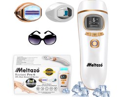 MELTAZO Roziani Pro 6 IPL Ontharingsapparaat, 3-in-1 Pijnloze Laser Ontharing voor Lichaam & Gezicht - 1 Miljoen Flitsen, Koelfunctie & Huidsensor Haarlaser - Thuis Laser Hair Removal Device - Inclusief Zonnebril, Neustrimmer & Scheermes - 2026 Model