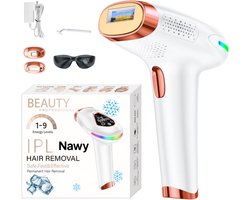 Nawy® IPL Laser Ontharingsapparaat - Laser Ontharing - Pijnloos Ontharen met Ice Cooling - Permanente Ontharing voor alle Lichaamsdelen - voor Mannen en Vrouwen - 999.999 Flitsen - Inclusief Beschermbril en Scheermes - Epileerapparaat Dames
