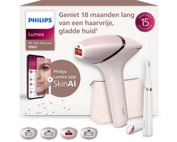 Philips Lumea IPL 9900 Series - IPL Ontharingsapparaat - AI haarvermindering analyse - 4 opzetstukken met trimmer - BRP959/00