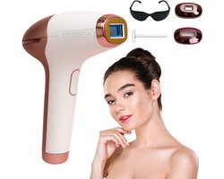 Safiya's Skin® IPL Laser Ontharingsapparaat – 999.999 Flitsen | Inclusief Opzetstukken, Bril en Scheermesje | Wit/Roze | Voor Thuisgebruik | 9 standen