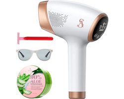 Skinalis® IPL Laser Super – Lichtontharingsapparaat met saffierkoeling – IPL ontharingsapparaat dames – 1.000.000 flitsen – Epilator alternatief – Pijnloze en veilige ontharing thuis - Inclusief Aloe vera gel