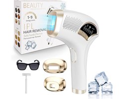Zyrex® Laser Ontharingsapparaat – Haarverwijderaar IPL Technologie – Ontharingsapparaat Met 9 Energieniveaus - Wit- 24cm x 18cm x 7cm
